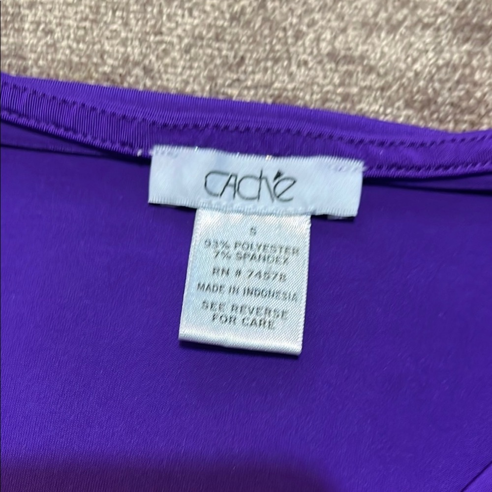 Cache Purple Ruched Gold Button Front Blouse, Siz… - image 2